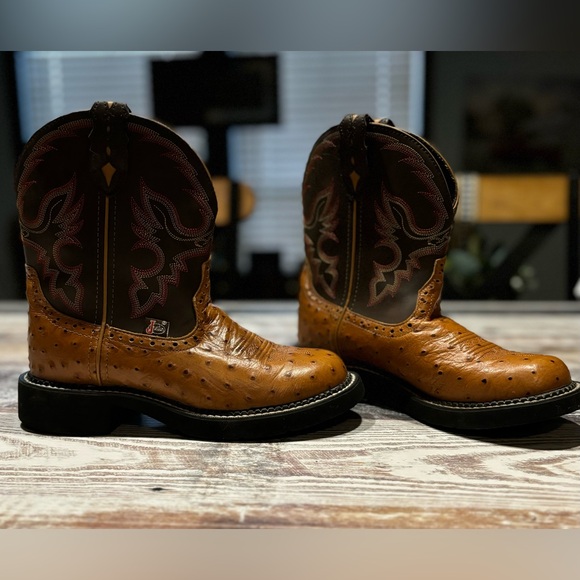 Women’s Sz., 7B, Ostrich, Leather Upper Justins - Picture 12 of 16